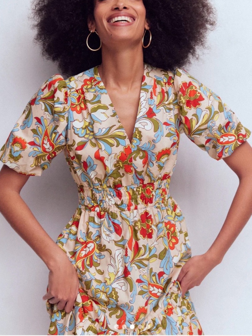 New Boden Irene Puff Sleeve Cotton Dress Size 12 - Picture 2 of 9